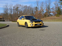 2003 Sonic Yellow WRX Sport Wagon with VIS CWII Carbon Fiber Hood and Prodrive UK300 HID Headlights