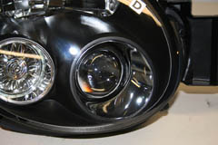MY02 MY03 Subaru STI Smoked JDM headlights modified by LightWerkz with Honda s2000 HID projectors retrofitted, OEM Gen 2 Matsushita Ballasts, Phillips D2S Bulbs, Custom Wiring Harness, Chrome Amber Blinkers, and 5 LED Indicator Bulbs.