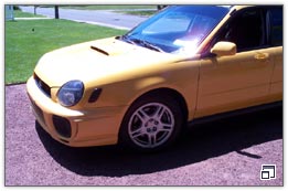 2003 Sonic Yellow WRX Sport Wagon with KYB AGXs